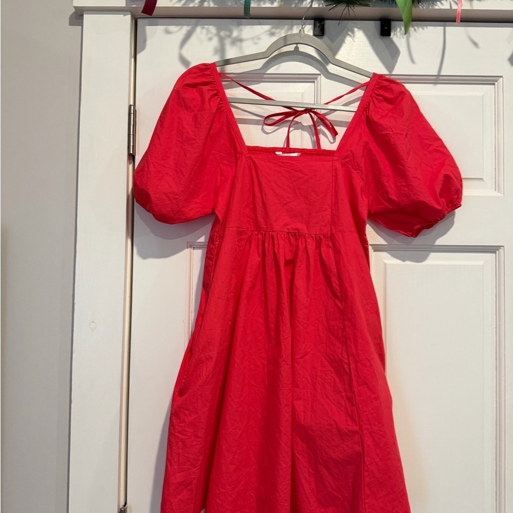 Draper James Vibrant Red Puff Sleeve Dress